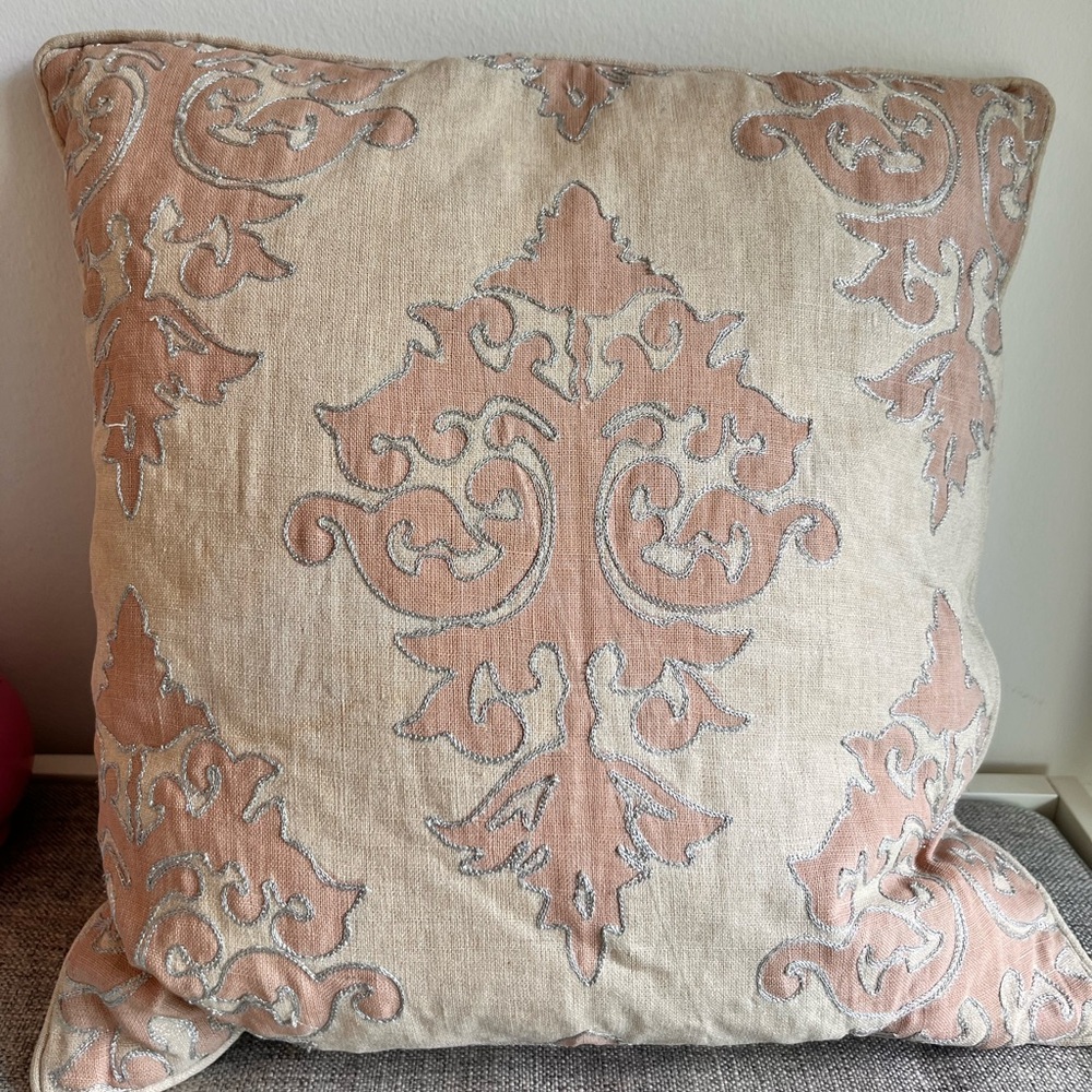 Elegant Silver and Rose Decorative Pillow from One King’s Lane 18x18 inches (2)